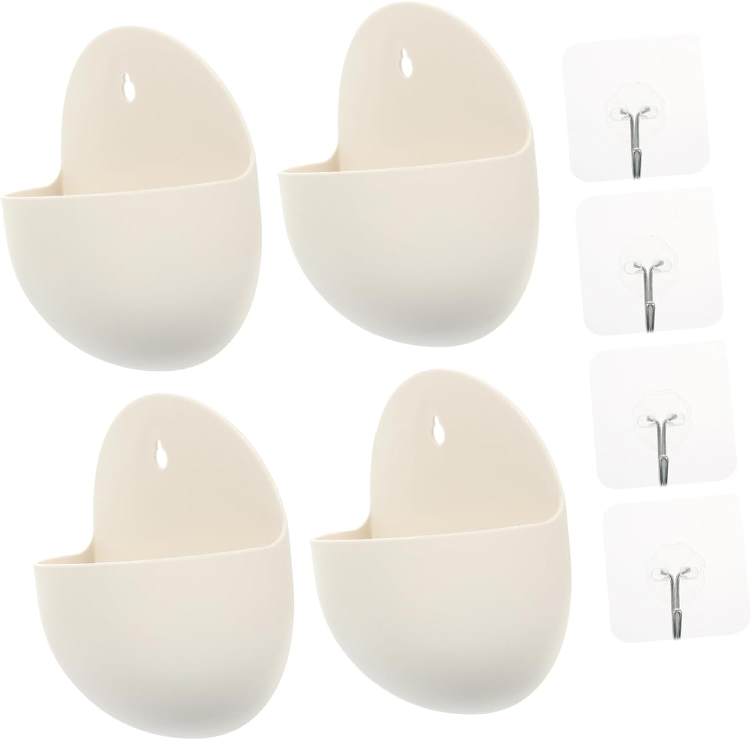 ORFOFE Wall Mount Flower Pot 4Pcs Semi-Circle Plastic Hanging Planters for Indoor Balcony Garden Vertical Space Saving Decorative Plant Holder