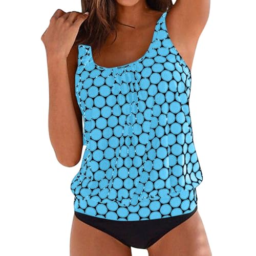 Oxxggkao Traje de baño push up para mujer, dos piezas, traje de baño dividido con lunares, traje de baño tankini femenino para ropa de playa, traje de baño push up para mujer, traje de baño de lunares