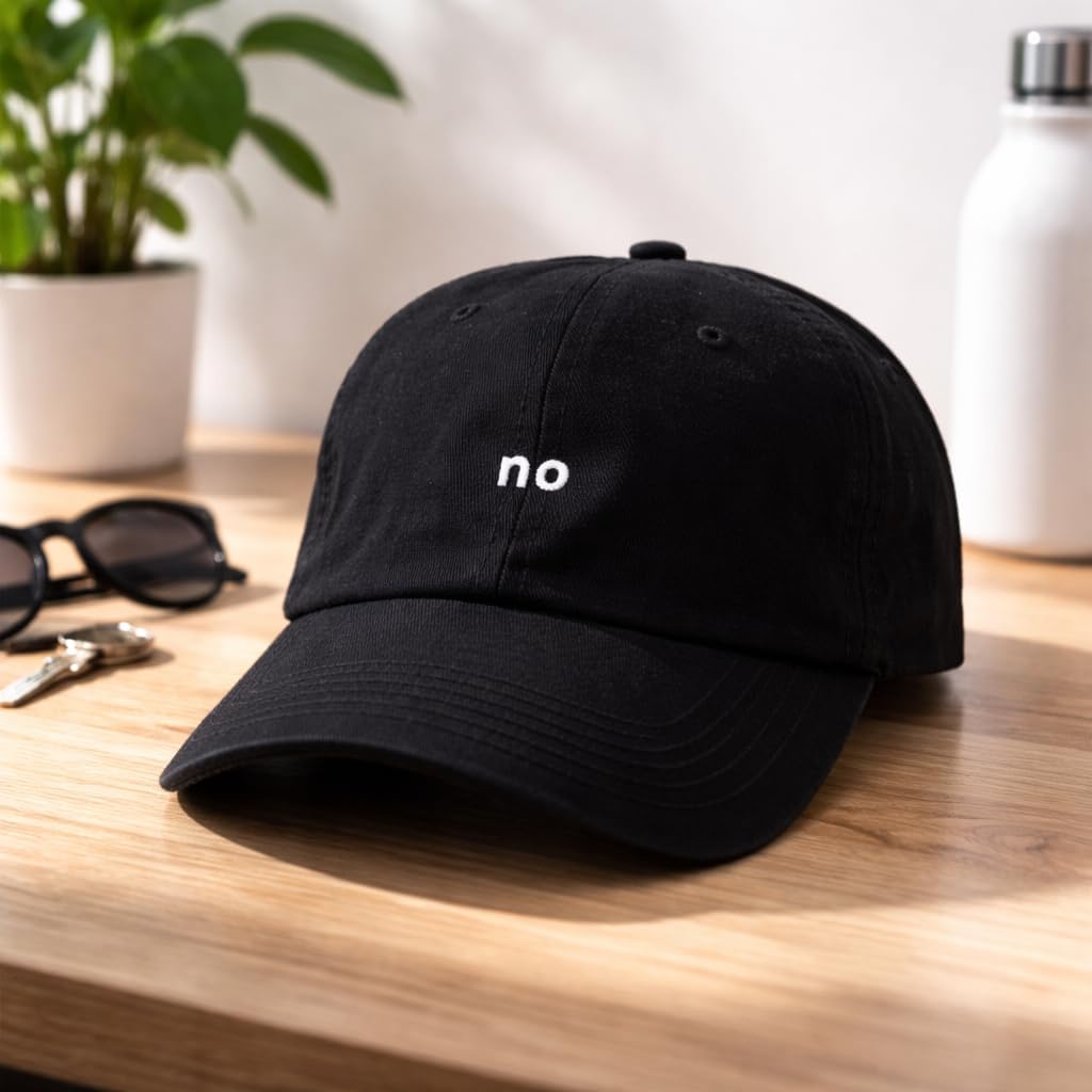 Dad Brand No Dad Hat for Men - Embroidered 6-Panel Unstructured Cotton Cap, Adjustable Buckle Closure, Curved Brim, Comfortable Everyday Wear - Black Funny Dad Gift Hat