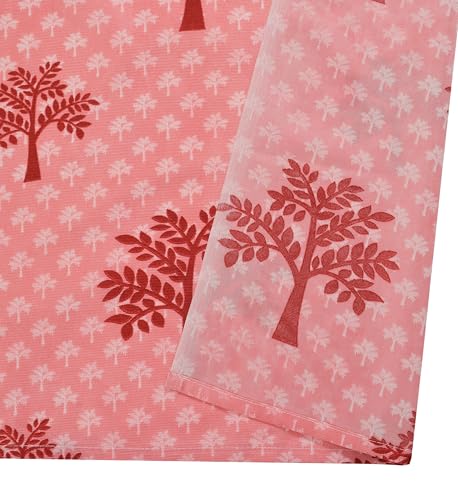Image of Printed Tree 1 Piece Polyester Home & Living Room Eyelet Long Door Curtain - 9 Feet, Maroon Red