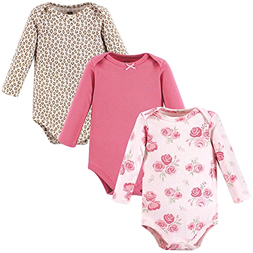 Image of Hudson Baby baby-girls Cotton Long-sleeve Bodysuits 3-pack