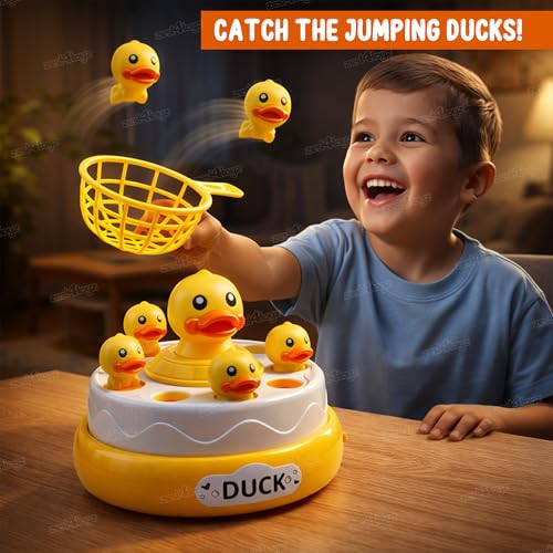 Image of Zest 4 Toyz Bouncing Duck Catch Game with Nets Interactive Jumping Duck Toy Rotating Board Game Family Fun Toddler Development Toy for Girls and Boys