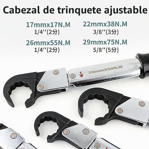 Juego de llaves dinamométricas de trinquete, kit de extremo abierto ajustable de 4 piezas de alta precisión, 18-75 Nm para herramientas de reparación de aire acondicionado