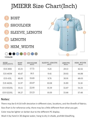 Jmierr Mens Cotton Linen Guayabera Shirts Casual Stylish Button Up Short Sleeve 2023 Summer Beach Shirt Cuban Camp Shirt For Men,Us 48(2Xl),White #TOP4