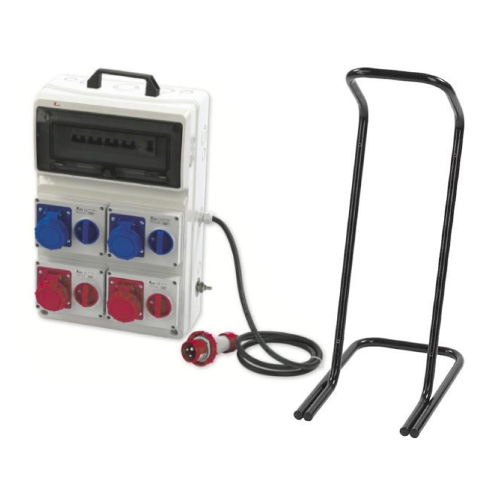 Quadro ASC portatile, 6KW 230V/18KW 400V, IP65, 2 prese 2P+T 16A e 2 prese 3P+T 16A, spina 3P+N+T 32A, magnetotermico, differenziale, emergenza, cavalletto - Rosi 2209C