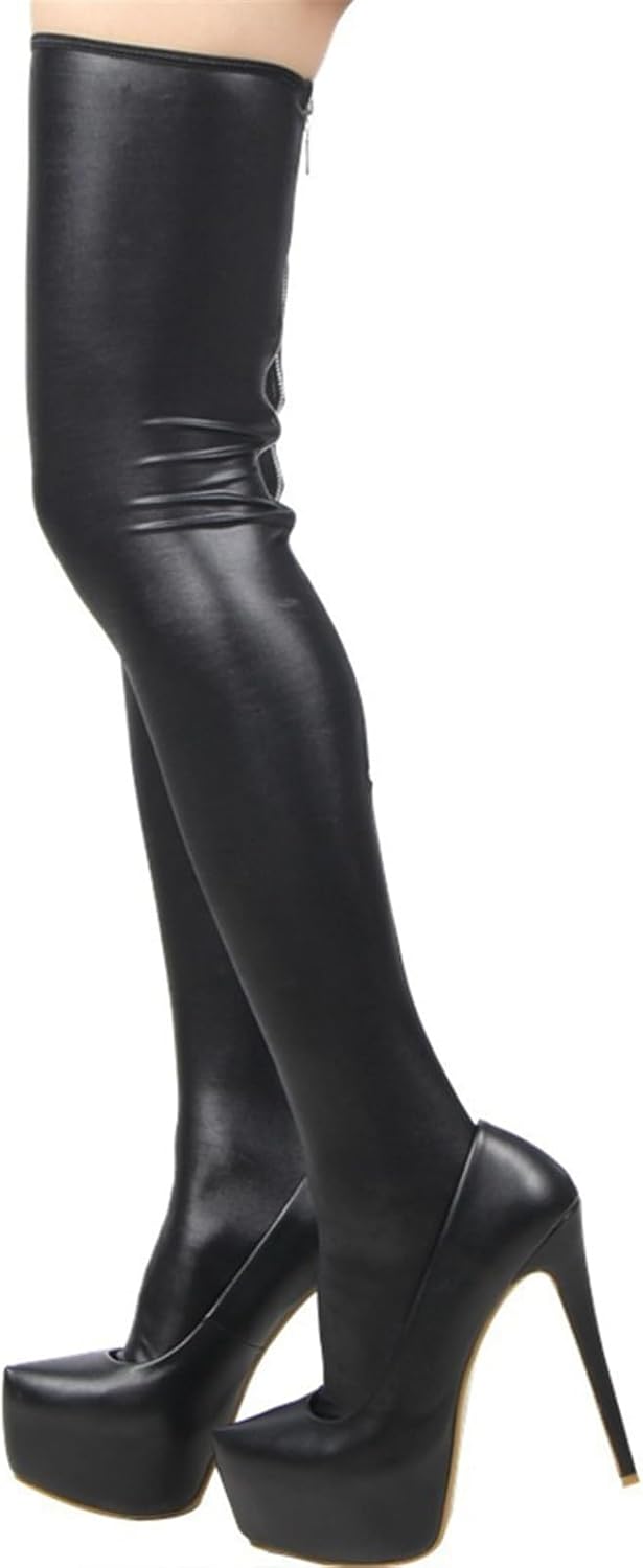 Back Wetlook Thigh High Stockings Faux Leather Over Knee Long Socks Lingerie Night Party Clubwear Leather Long Socks