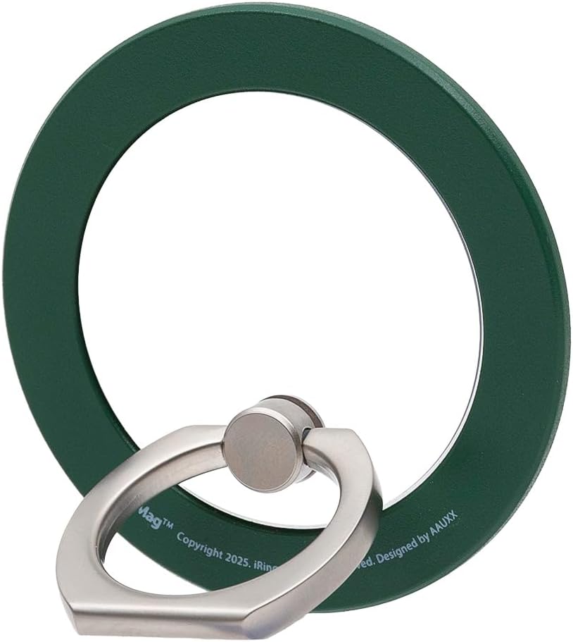 iRing Magnetic Phone Grip Ring Holder for MagSafe, Kickstand Grip for MagSafe, Wireless Charging Compatible with iPhone 17 16 15 14 13 12, Mag Safe Accessories_Green