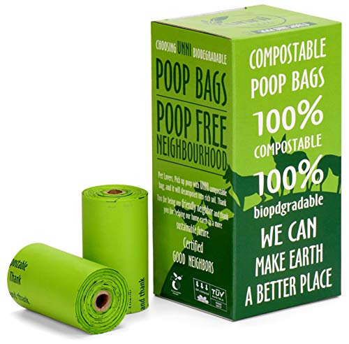 UNNI 100% Compostable Dog Poop Bags, Extra Thick Pet Waste Bags, 120 Count