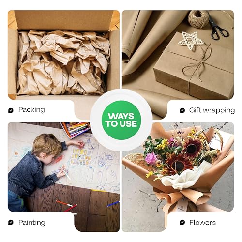 Image of Brown Kraft Paper Roll 24 inch x 1800 inch (150 feet) with Cutter - USA-Made