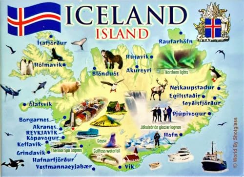 Imán Decorativo de Recuerdo con Mapa de Islandia 2.5 x 3.5 in miniatura 1