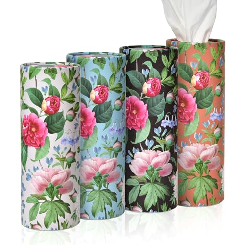 Botanical Elegant Floral Travel Tissue Tubes Box Container with Facial Tissues for Car Cup Holder