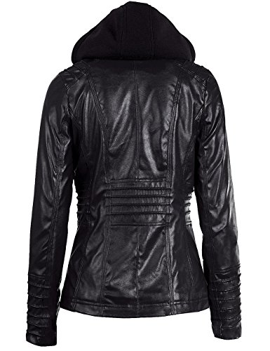 Sexyshine Women's Removable Hooded Faux Leather Jacket Zipper Up Moto Biker Bomber Coat2