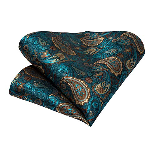 Image of DiBanGu Extra Long Tie for Men 63 inch XL Silk Necktie Set | Pocket Square and Cufflinks, Big and Tall, Jacquard Woven, Gift Box, Paisley /Plaid /Solid /Striped, for Weddinng Party Business