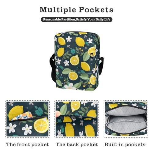 Crossbody Bag Lemon Flower Summer Messenger Bag for Women Men Purse Shoulder Bag Satchel Bag with Adjustable Strap 214A94192
