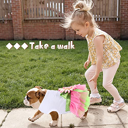 GINDOOR 2 Pieces Girl Dog Clothes - Adorable Tutu Dog Dresses Cherry & Sun Flower Printed Puppy Dog Princess Dresses Pet… - Image 5