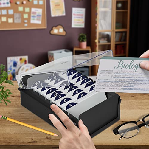 Acrimet 3 x 5 Card File Holder Organizer Box Metal Base Heavy Duty (AZ Index Cards and Divider Included) (Black Color with Clear Crystal Plastic Lid Cover) by Acrimet - Image 2