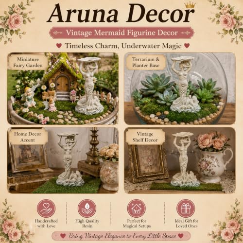 Image of Miniature Vintage Mermaid Statue for Home Decor Resin Figurine for Mini Garden Dollhouse Aquarium Decor Cute Collectible Showpiece Gift Item