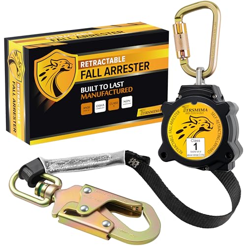 Image of TRSMIMA Retractable Lanyard Fall Protection - 11FT Webbing Self Retracting Lifeline Fall Arrest YoYo Class 1 SRL ANSI