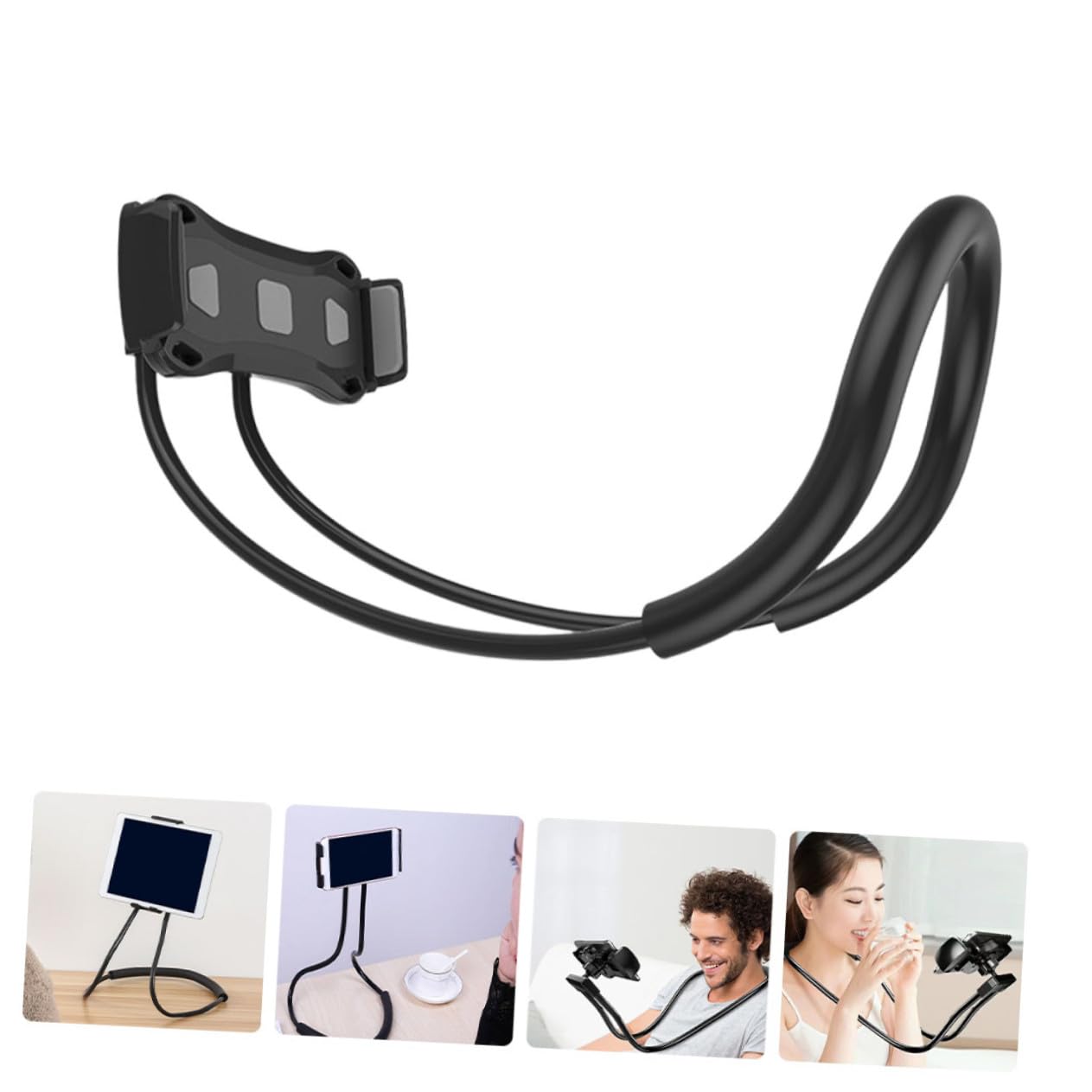 Soporte para Teléfono Móvil y Colgante Cuello Soporte Flexible para Tabletas y Celulares Diseño Práctico y Portátil para Casa Oficina y Coche Color Negro Elegante
