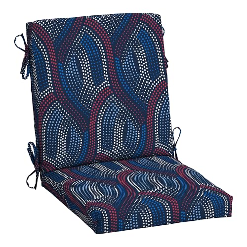 Image of Arden Outdoor Midback Chair Cushion, 18 x 16.5, Rain-Proof, Fade Resistant Sapphire Liberty Mosaic