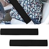 DUSCOKE 2PCS Long Car Seat Belt Cover Pads, Soft Mesh Seatbelt Shoulder Strap Protector Pad for Comfort Driving, Breathable Car Seat Belt Pad Harness Cushion Protect Your Neck and Shoulder (Black)