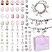 Armbänder Selber Machen Kinder, Armband Basteln Mädchen Geschenke 6-12 Jahre, Schmuck Basteln Charm Armband Kit DIY, Schmuck Herstellungs mit 3 Versilberte Kette, 60 Perlen & Anhänger, 1 Geschenkbox
