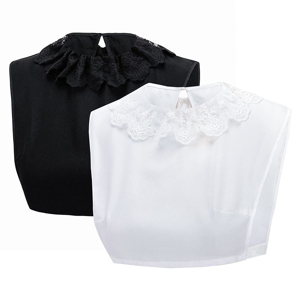 Elegtiskas Women's 96(White，Black) Half Shirt Blouse Collar Detachable Fake False Collar For And Girls