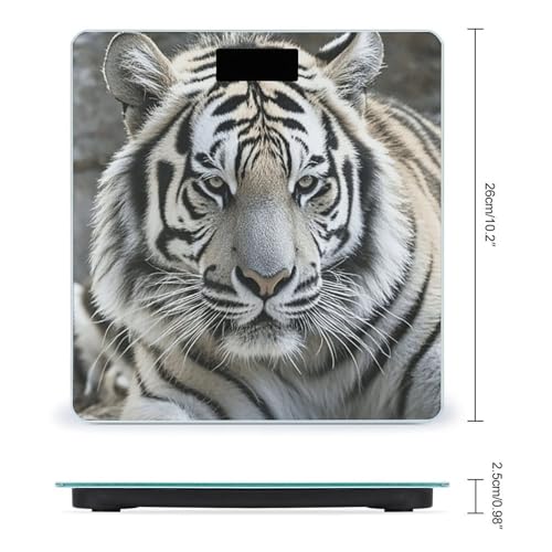 Báscula digital de baño blanca y negra con diseño de tigre miniatura 2