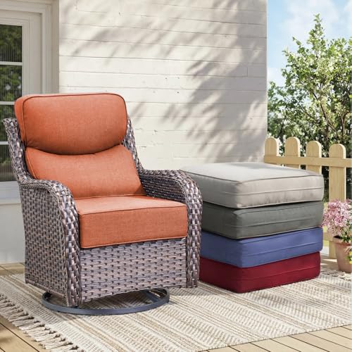 Image of Luxury 6-Inch Outdoor Chair Cushions - 24 inch* 24 inch Patio Furniture Cushions with Dual Layer Back Support & Removable Cover, 28D High Density Sponge Patio Cushion for Outdoor Furniture Couch Orange