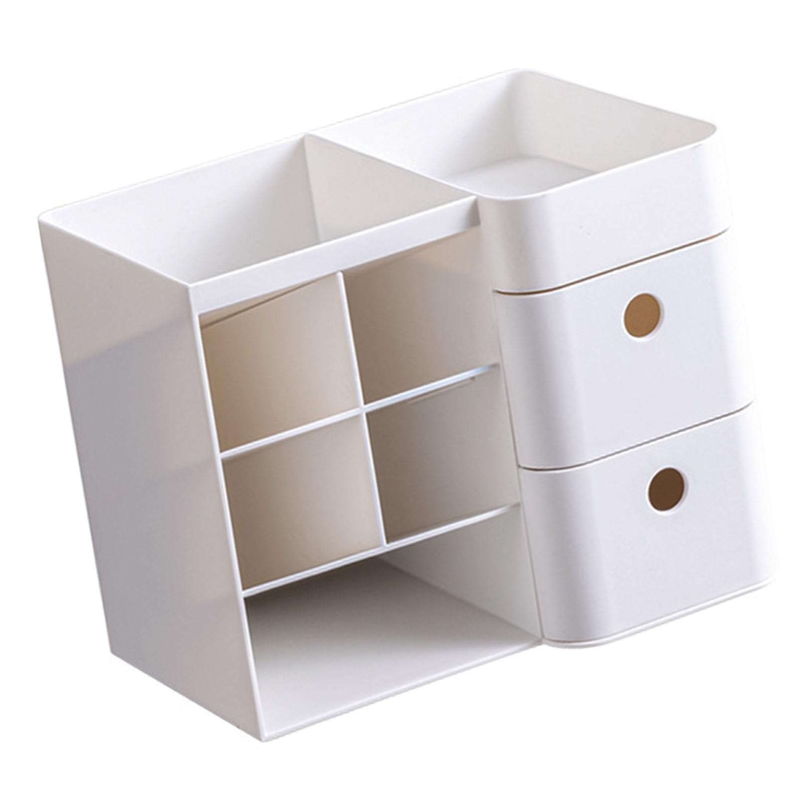 Organizer da scrivania in plastica, multifunzione, bianco, con portapenne inclinato, organizer per evidenziatori, graffette, raccoglitori