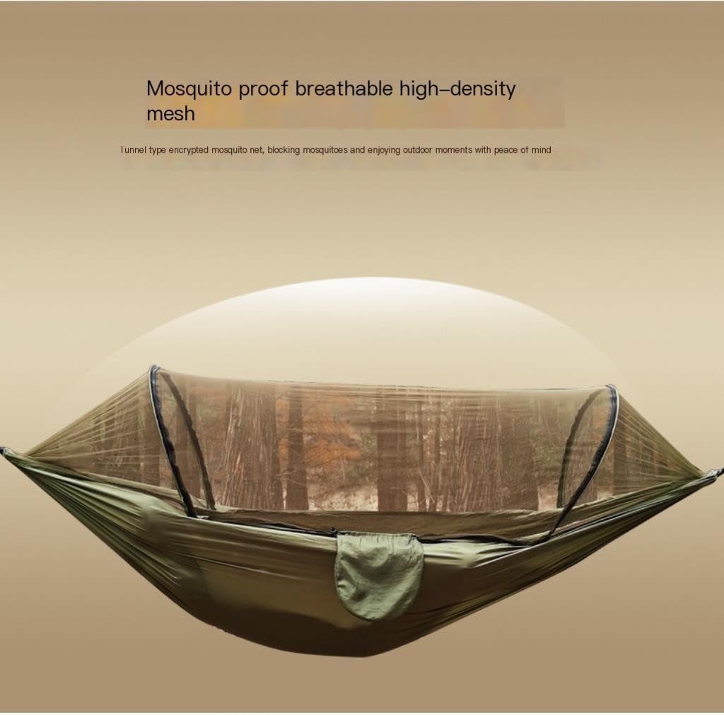 Hammock Double Automatic Quick-Opening Mosquito Net Hammock Outdoor Camping Anti-Rollover Nylon Hammock with Mosquito Net Hammock Outdoor(Orange)