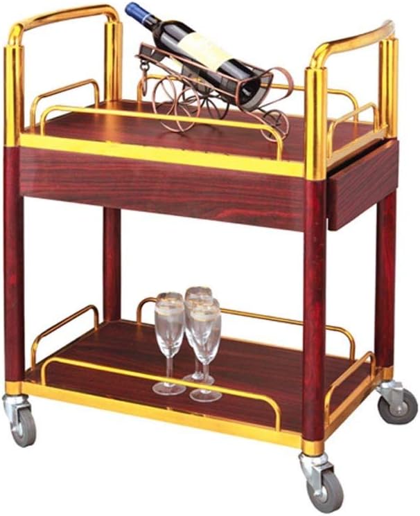 Three-Tier Storage Cart - Solid Wood Service Trolley for 4S Shops & Hotels European Style Tea & Dessert Cart Rolling Wine Trolley Versatile Kitchen nizer