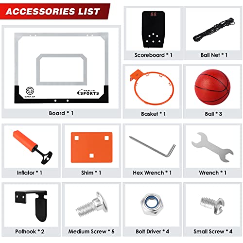 Door Basketball Hoop With Electronic Scoreboard Room Basketball Hoop Over The Door Indoor Basketball Hoop Toy For Kids & Adults #TOP7