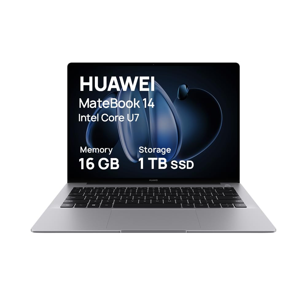 Matebook 14, 14.2" 2.8K Laptop OLED Touch-Control Handwriting Display, Ultra-Slim Design, Intel Core Ultra U7 Processor, 19-Hour Continuous Video Playback, 16GB+1TB, Window 11 Home, Space Grey