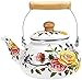 JHSHENGSHI Théière émail Bouilloire 2.5L émail Bouilloire théière à Lait Pot à Fond Plat émail Pleine Fleur cuiseur à Induction Universel théière cruche