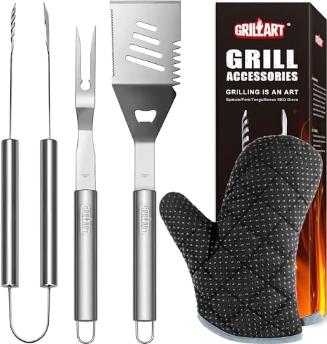 GRILLART Grill Tools Grill Utensils Set - 3PCS BBQ Tools, Stainle...