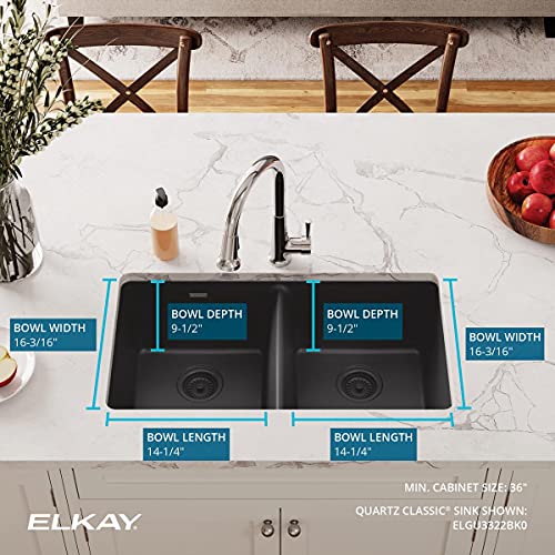 Elkay Quartz Classic Elgu3322Bk0 Equal Double Bowl Undermount Sink, Black #TOP3