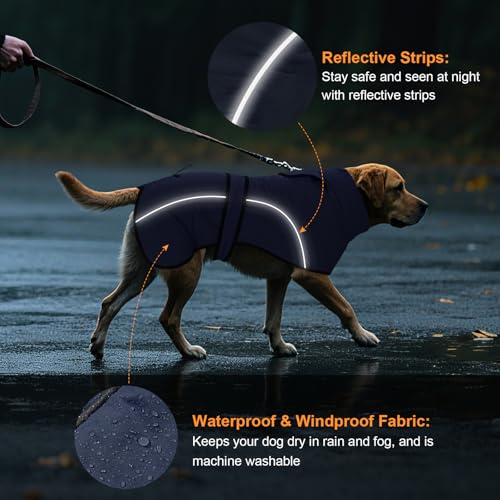 Dotoner hundemantel Winter wasserdicht mit Geschirr Hunde wintermantel warm Winddicht Fleecefutter hundejacke reflektierend für Grosse Hunde