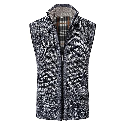 Mens Autumn and Winter Printed Pocket Knitted Wool Cardigan Vest Sweater Vest Valentines Sweater for Men 2024