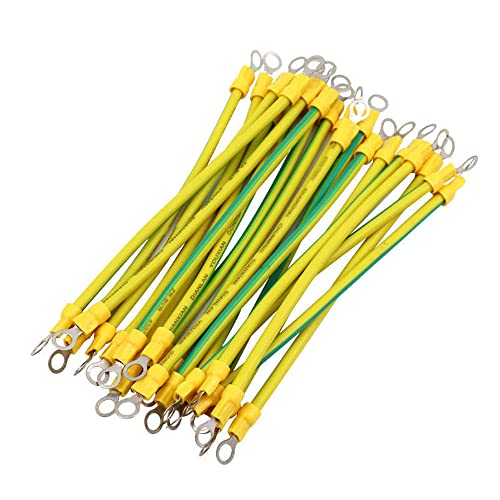 100pcs 20cm Length 12 AWG 4mm2 BVR Yellow-Green Solar Grounding W...