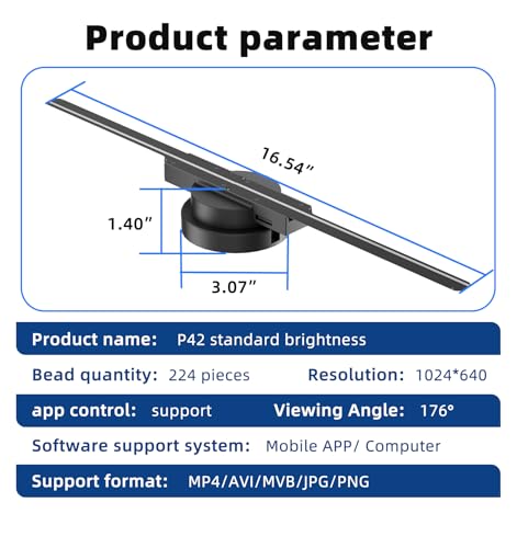 Image of 3D Hologram Fan, 16.5 inch 3D Hologram Projector with Remote /APP /WIFI,Holographic Fan with HD LED 1024*800PX Resolution Picture Spinner Small for Business,Shop,Christmas (42CM)