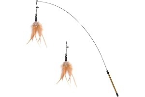 Pawaboo Feather Teaser Cat Toy, Cat Catcher Wand with Flying Feather for...
