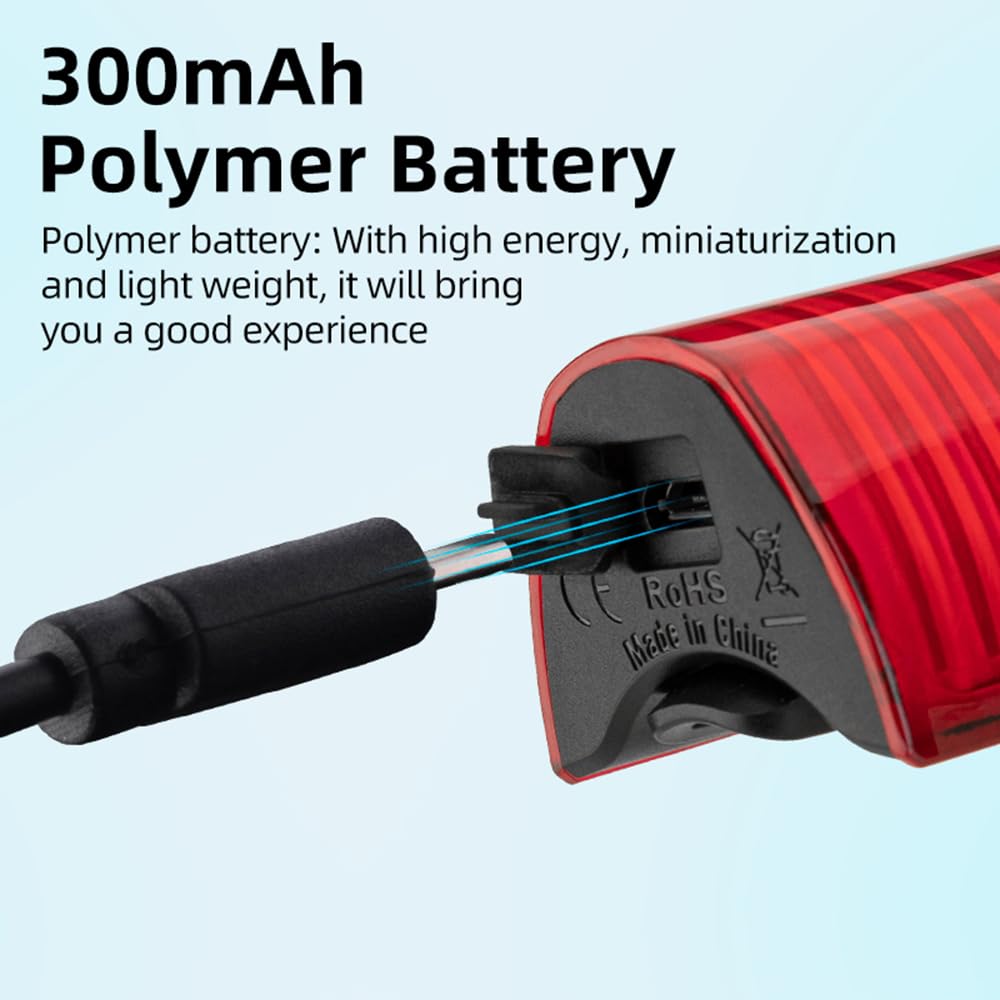 Feu arrière de vélo pour Cyclisme de Nuit, Rechargeable par USB, 5 Modes, étanche, Angle de Vision de 180°, Accessoires pour VTT et vélo de Route