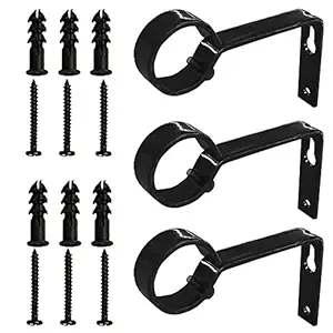 Kowibcl Curtain Rod Brackets for Ceiling-Mounted or Wall-Mounted, Drapery Rod Holder with Screws Package for 7/8? Diameter Rod, 3Pcs, Black