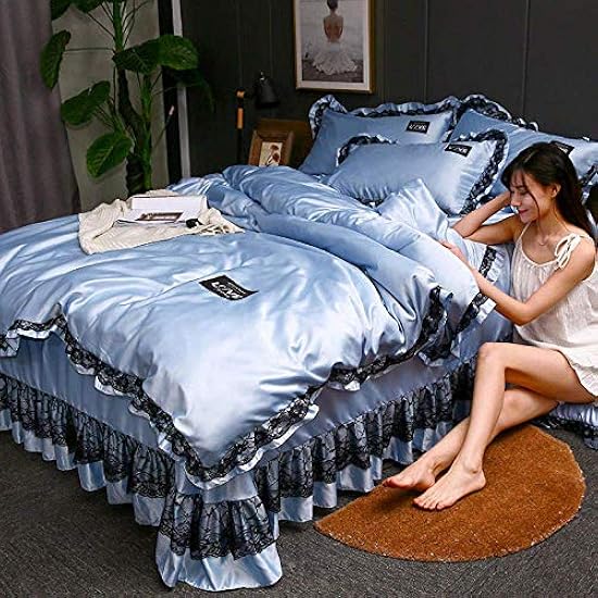 Sheets Set Washed Silk Bed Skirt Four-Piece Silky Sheet Cover