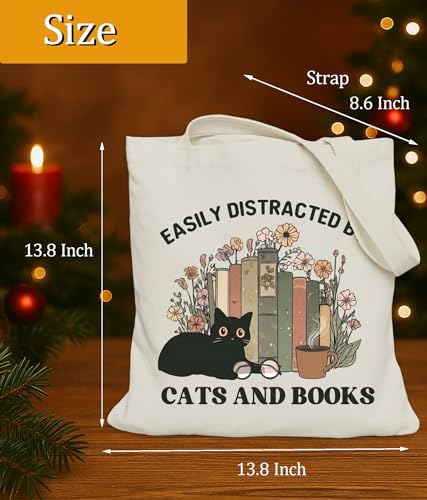 Image of Cat Gifts Tote Bag for Women Girls, Cat Lover Gifts Tote Bag for Daughter Besties, Medium Size with Inner Pocket