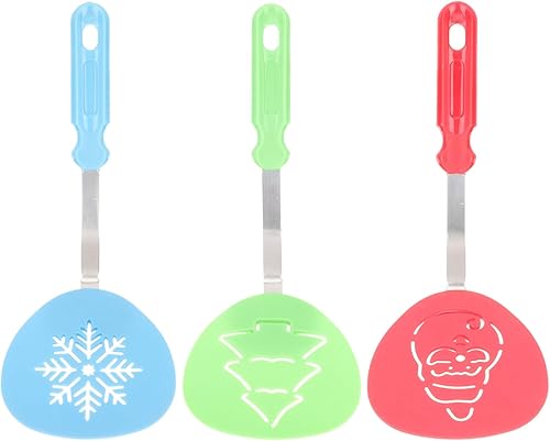 Lurrose Espátula de Navidad con mango de copo de nieve para decoración de pasteles de Navidad, 3 piezas, para hornear y cocinar