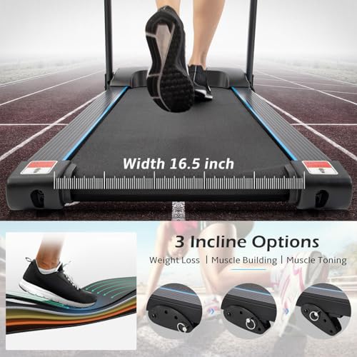 Image of Walking Treadmill, Electric Foldable Quiet Treadmill for Home Office Small Space Portable Walking Treadmill with Long Handrail and Shock Absorption & LED Display for Home
