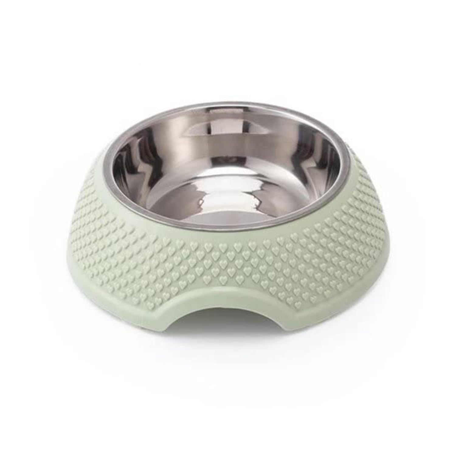 Emily Pets Dog Bowl with Stand Pet Stainless Steel Single Dining Round Dog Feeder with Plastic Stand Teddy Dog Basin Heart Print Pet Feeder Non Slip Rubber Bottom (Green -18.5 * 14 * 6 cm) (B0B5H5XRD5) Amazon Price History, Amazon Price Tracker