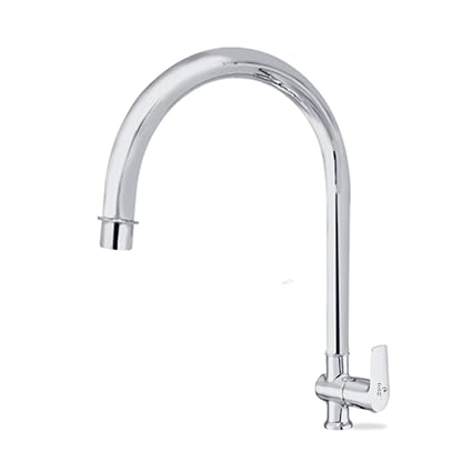 ESSE18 (OG20-111#4) Omega-20 Brass Swan Neck in Long Swivel Spout with Quarter Turn Silver (Chrome Finish)